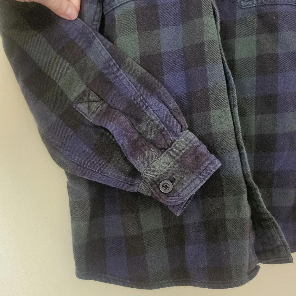 Woolrich Blackwatch Tartan Men's Plaid Flannel Button Up Shirt Blue Green Sz L